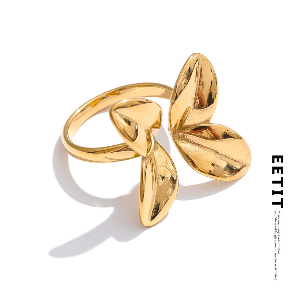

Eetit Popular Smooth Stainless Steel Flower Adjustable Ring Rust Proof Polished Charm Fashion Jewelry Accessories 7 золотой