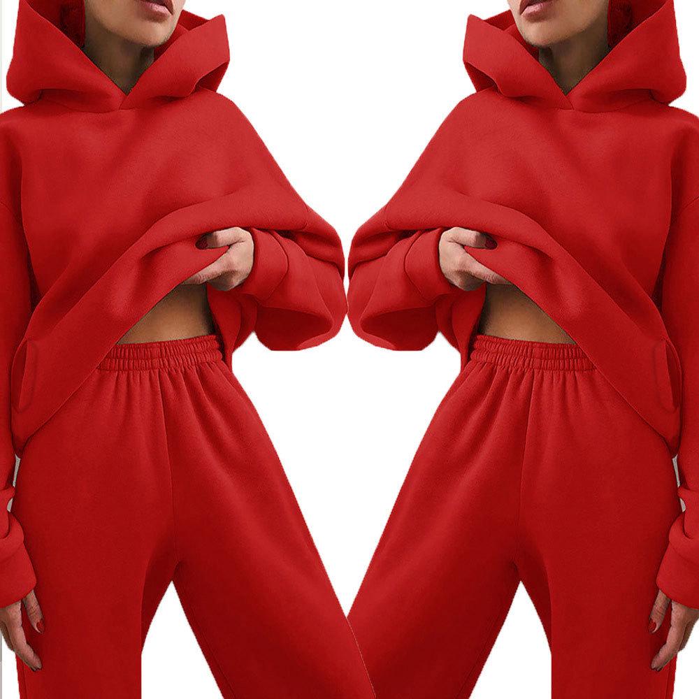 

Women s Spring Solid Color Casual Sweatshirt & Long Pants Two-Piece Set, 2026 Fashion Collection. S