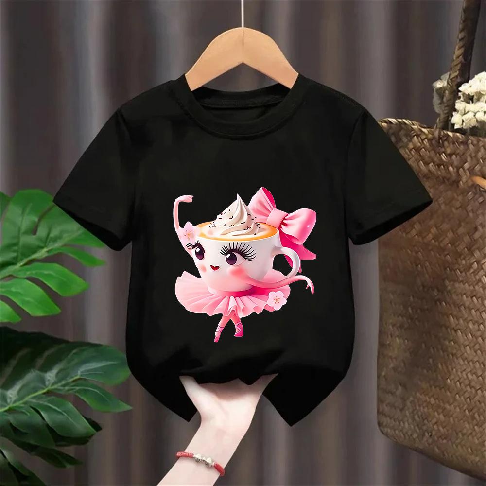 T-shirt Meme Rosa Italian Brainrot per Ragazze Estate Cotone Stampa Ballerina Cappuccino Top Magliette Streetwear Outfit