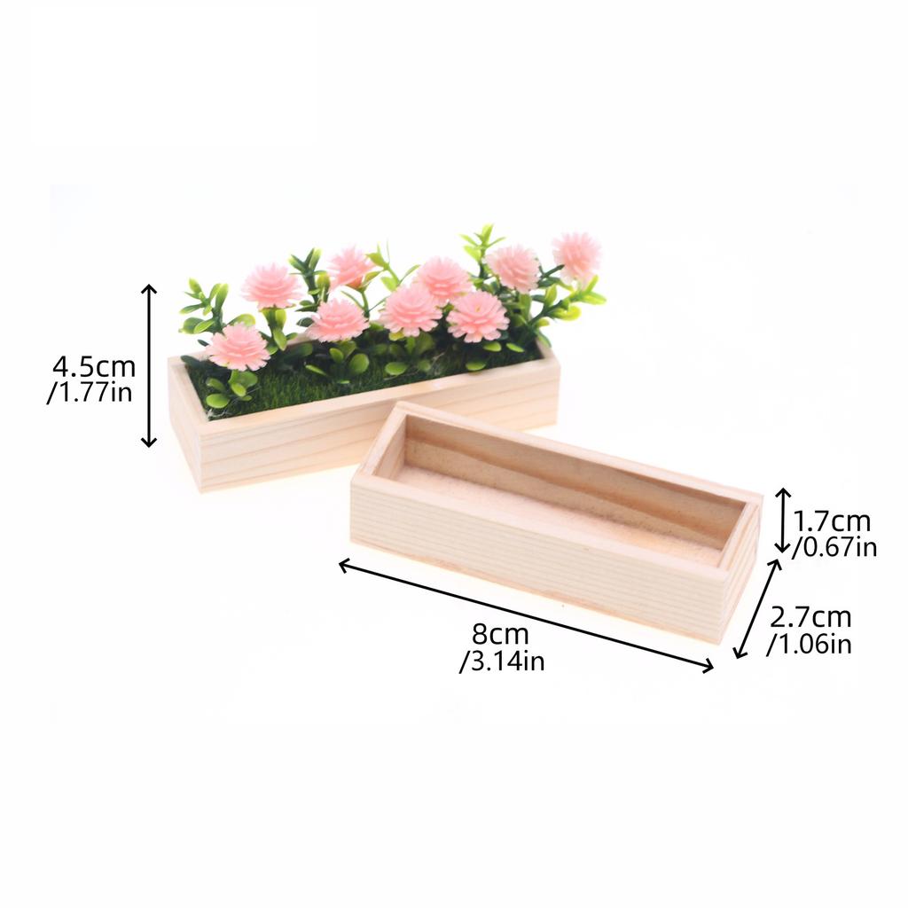 Small Scale Flower Bed Potted Plant For Doll House Scene Display Miniature Garden Setting Accessory for Kids Pretend Play