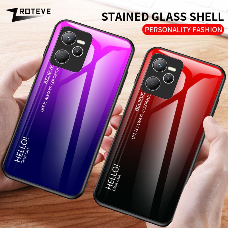 Custodia Per Realme C35 Con Vetro Temperato Sfumato Oro/Rosa – Cover TPU Antishock + Protettivo – Ricarica Wireless Compatibile