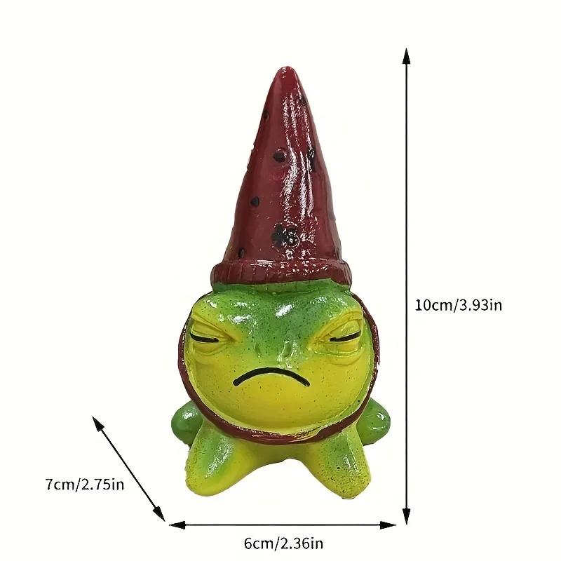 Small Frog Resin Ornaments Wearing Hats, Rural Garden Balcony Miniature Decorations, Rural Style Courtyard Accessories