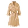 Women's home nightdress, apricot lace-trimmed bathrobe, lightweight and breathable home sleepwear and loungewear