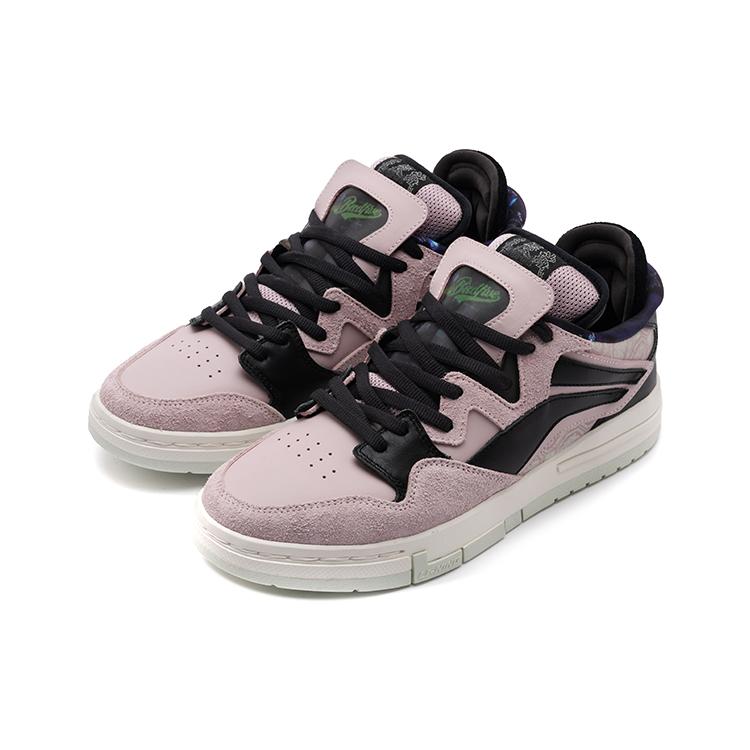 New LiNing Wave Pro Anti Slip And Wear Resistant Lightweight Low Top Skateboard Shoes Women's Black Pink AETR008-1