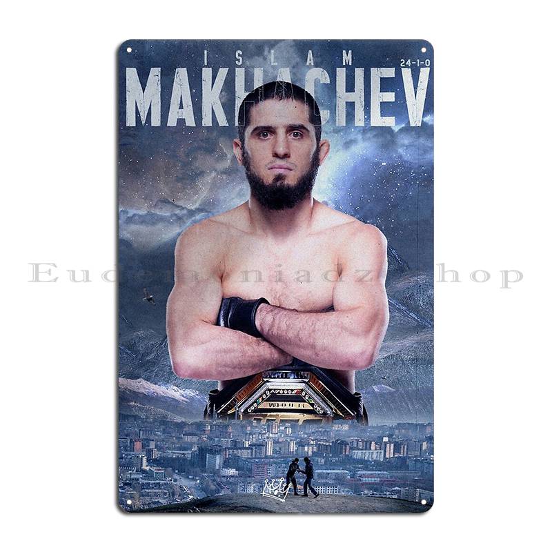 Islam Makhachev Vs Poirier Berg-Champion Metallplakette Rostig Anpassen Lustig Party Blechschild Poster