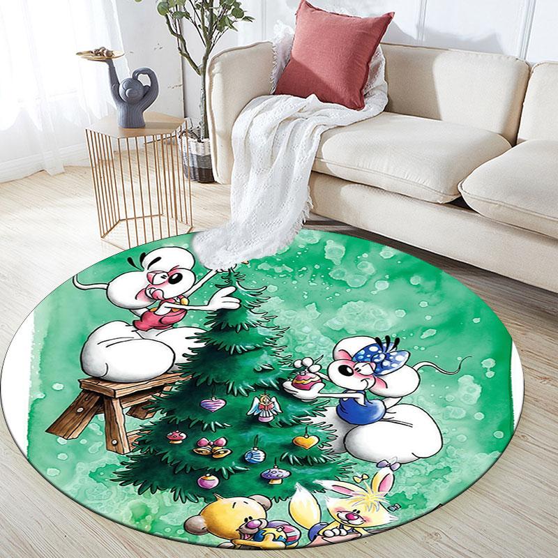 Diddl the Jumping Mouse3,Round Area Rug,Carpet Rug for Living Room Bedroom Sofa Playroom Decor,Non-slip Floor Mat