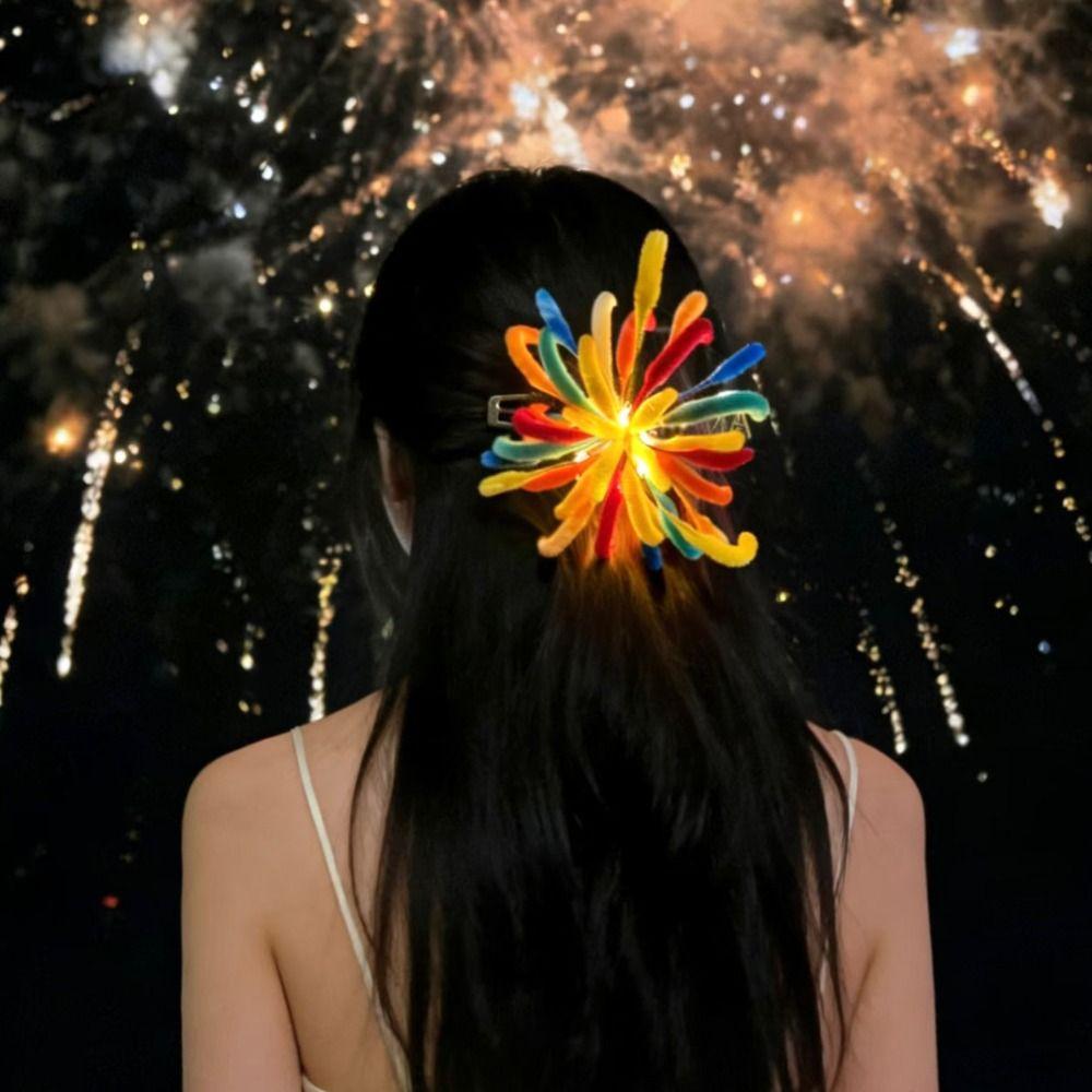 New Handmade Glow Color Strip Hair Clip Blue Color Personality Hair Accessories Lighting Hair Clip