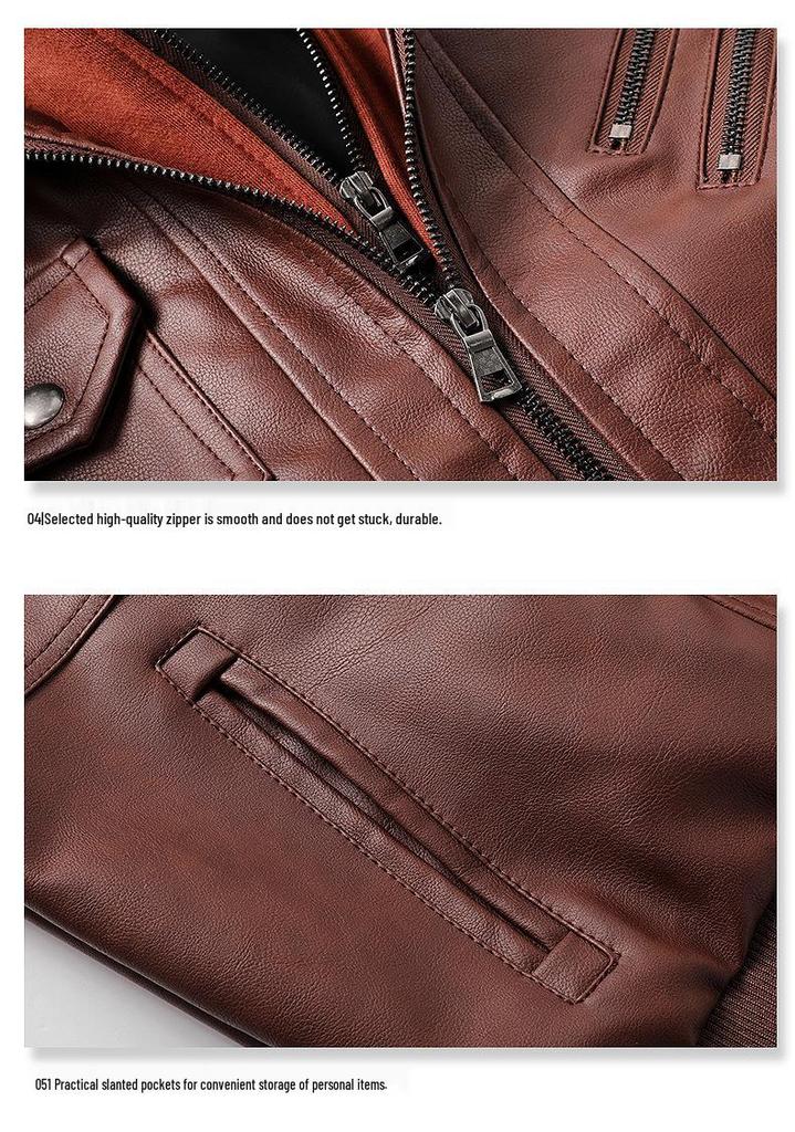 2026 Spring/Autumn Men's PU Leather Jacket - Plus Size Fashion Trend