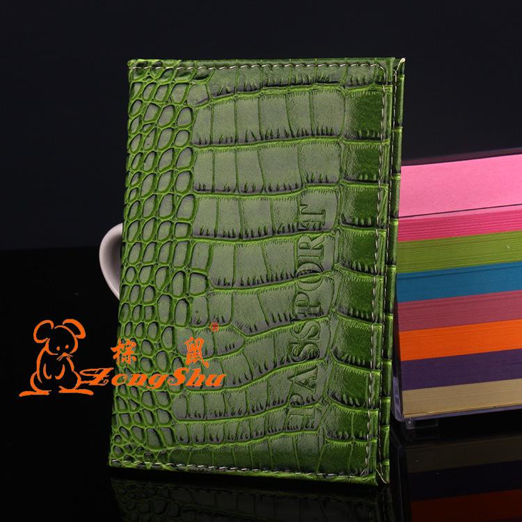 Crocodile Pattern Leather Passport Holder - PU Leather Travel Cover