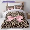Leopard Bow Pattern Bedding Quilt Set Quilt Cover Pillowcase Home Decoration Gift (1 * duvet cover + 2 * pillowcase, without core)
