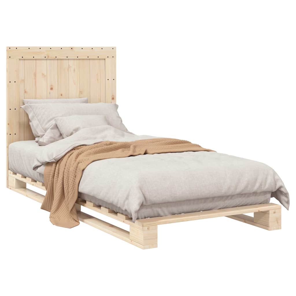 Solid Wood Bed with Headboard 90 x 200 cm Pine