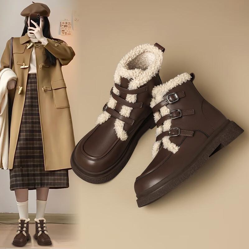 ZHR Women s Thick-Soled Fleece-Lined Winter Boots 36