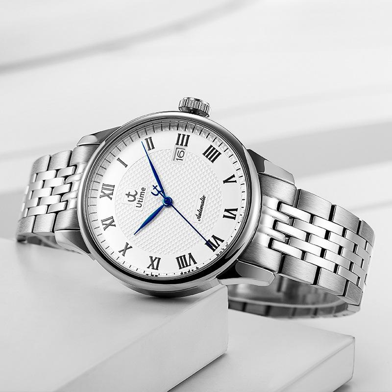 Utime High-End Mechanical Watch Male Simple Business Fully Automatic Mechanical Men'S Watch Steel Belt Watch Male