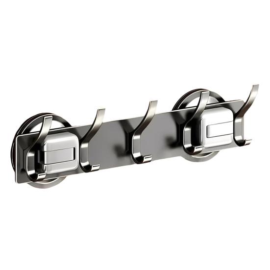 Bathroom Hook with Stable Suction Space Aluminum Tool-Free Installation Wall-mounted Heavy-duty Bathroom Hanger