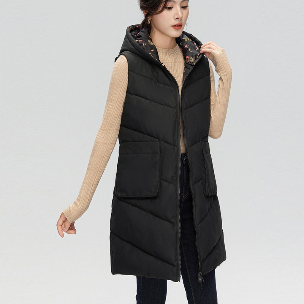 Dámská móda podzimní a zimní péřová bavlněná koňská spona s kapucí bez rukávů bavlněná teplá vesta přes rameno