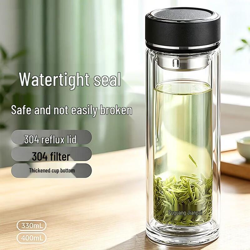 Fuguang Double-Walled Glass Tea Infuser Bottle