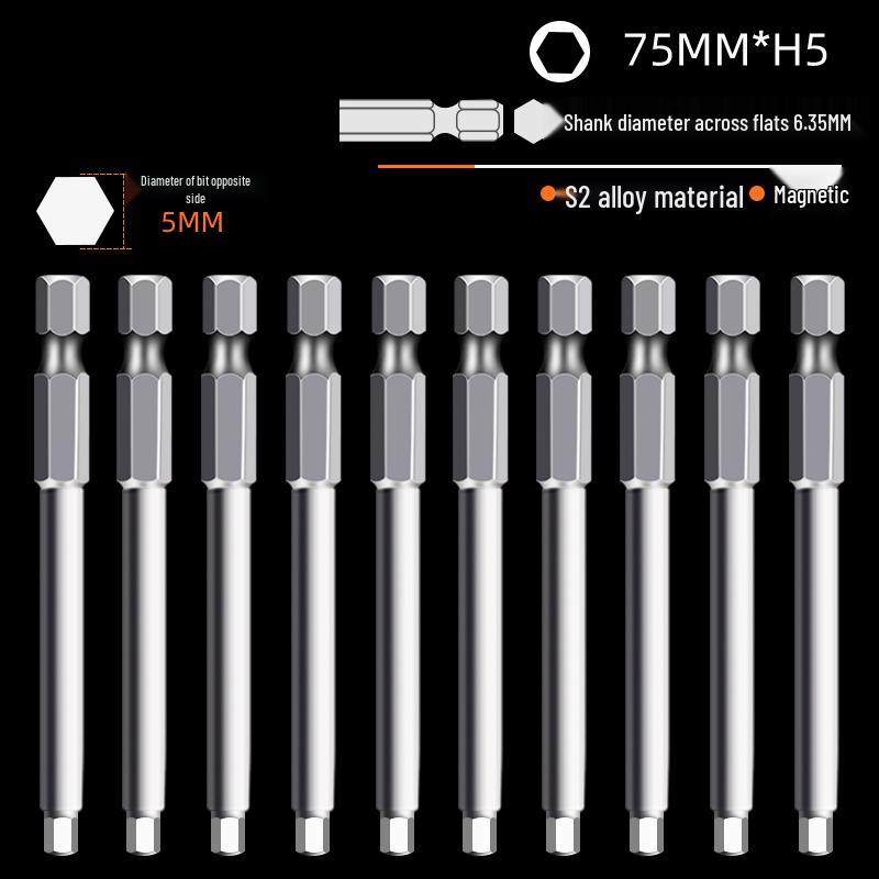 Hexagonal High Hardness S2 Bit Set for Pneumatic & Electric Screwdrivers