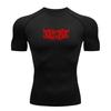 Men's Quick Dry Compression Workout T-shirt, Red Deathmetal Dripping Print Athletic Top for Gym Running Training Active Wear