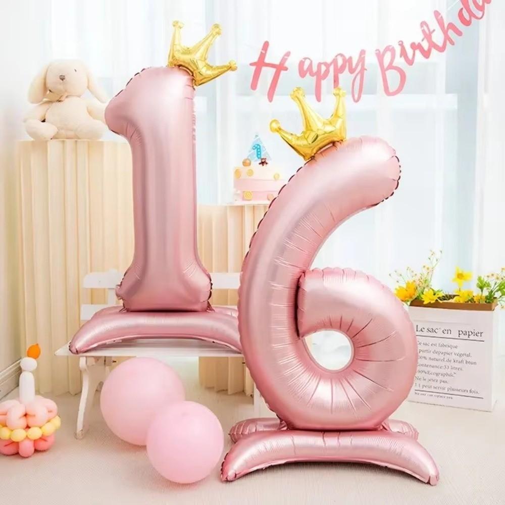 42 Inch Digital Balloon Aluminum Foil Girls Birthday Favor Jumbo Number Balloon Wedding Party Ballons Pink Crown Balloons