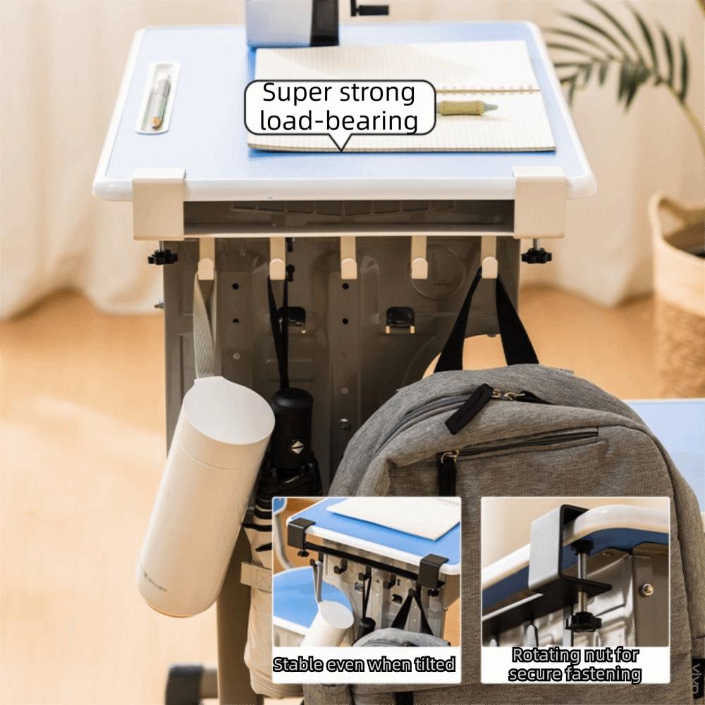 Adjustable Desk Edge Backpack Holder 5 Hooks Hanging Handbag Shelf  Home Organizer
