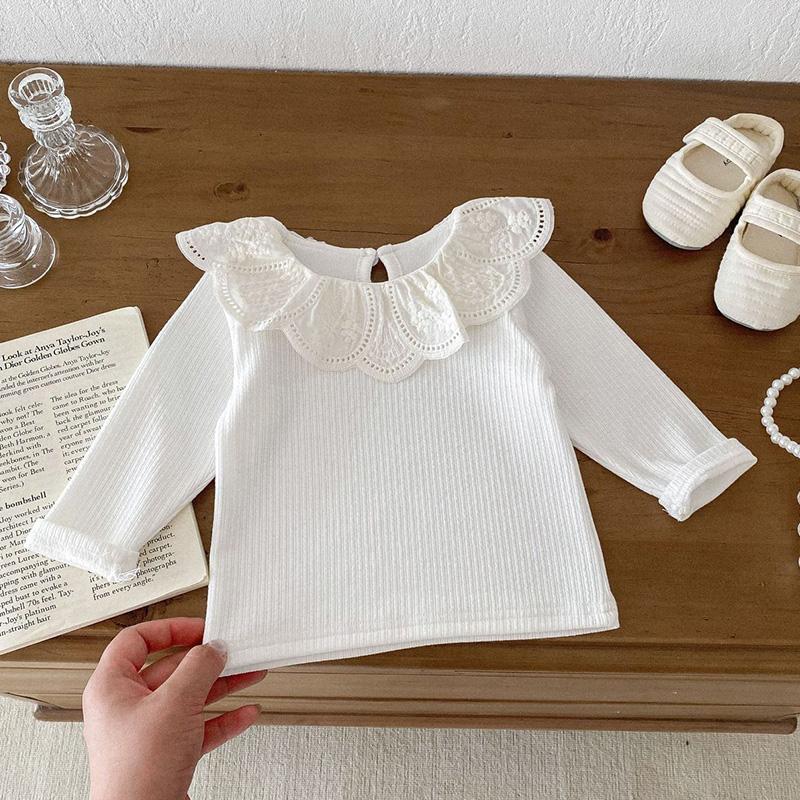 2026 Baby Clothes Spring Girl Tops Ruffle Collar Long Sleeve T-Shirt for Newborn Infant Bottoming Shirt Toddler Blouse 0-2 Years