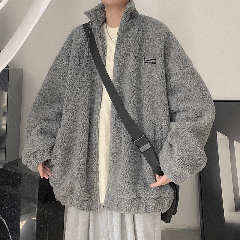 Men's Lambswool Stand Collar Cotton-Padded Jacket - Thickened and Warm for Winter