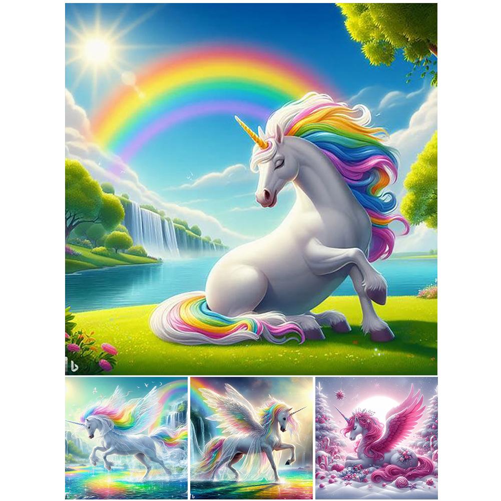 5D DIY Full Round Drill Diamond Painting Garden Unicorn Home Decoration Art