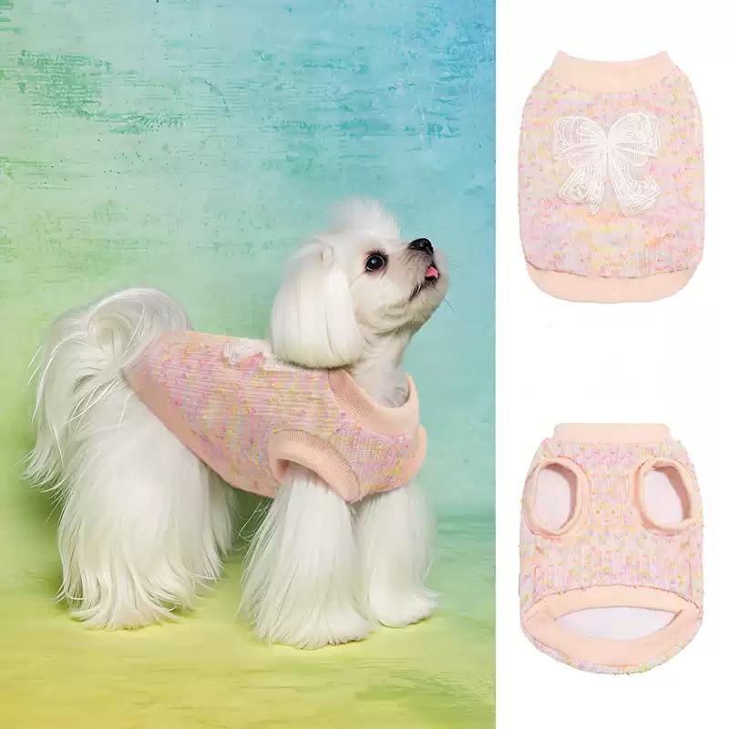 Spring Dog Vest Pomeranian Maltese Clothes  Poodle Bichon Frise Schnauzer West Highland White Terrier Dog Clothing Pet Apparel S розовый