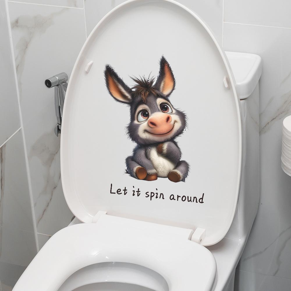 Niedlicher Esel Baby und Englischer Slogan Badezimmer WC Dekorationsaufkleber