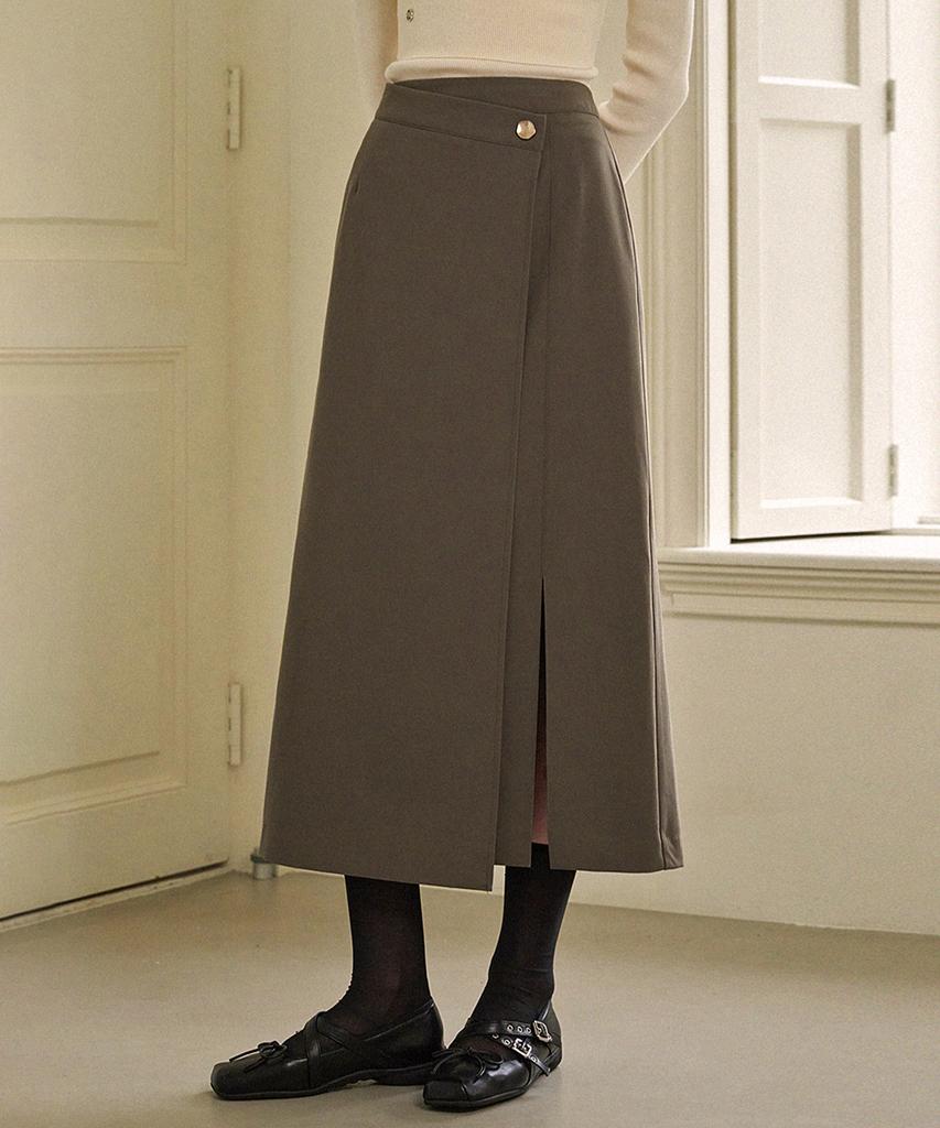 MICANE Bronze Wrap Button Long Skirt