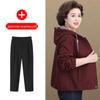Spring Hooded Jacket & Wide-Leg Pants Set for Stylish Middle-Aged Women
