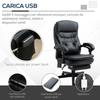 Faux Leather Massage Office Chair with USB Port. 64x69x107-115cm. Black