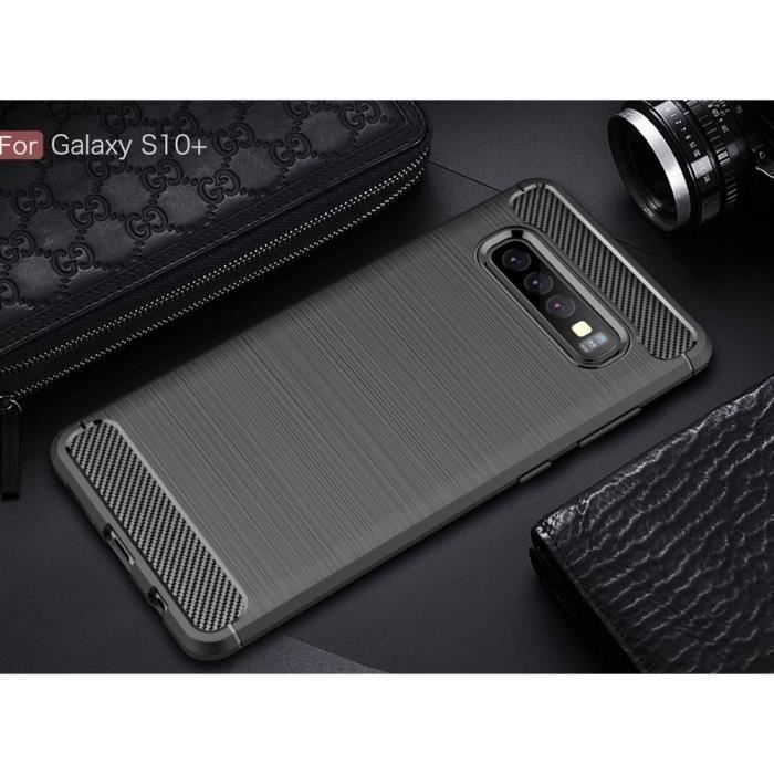 Pouzdro pro samsung galaxy s10 plus z TPU karbonových vláken černé