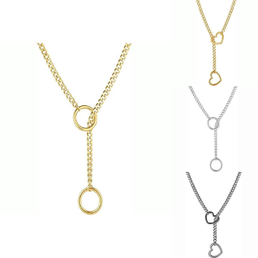 Gothic Punk Style Stainless Steel Heart And Circular Pendant Chain With Electroplating For Fashion