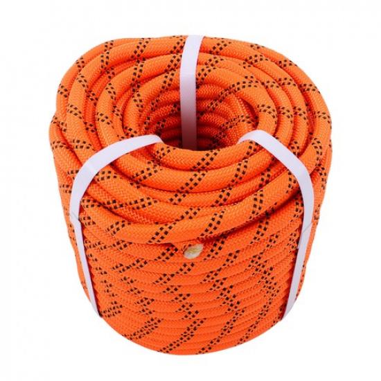 1/2"×120' 48 Strands Polyester Braided Arborist Rope For Tree Work Orange &Black