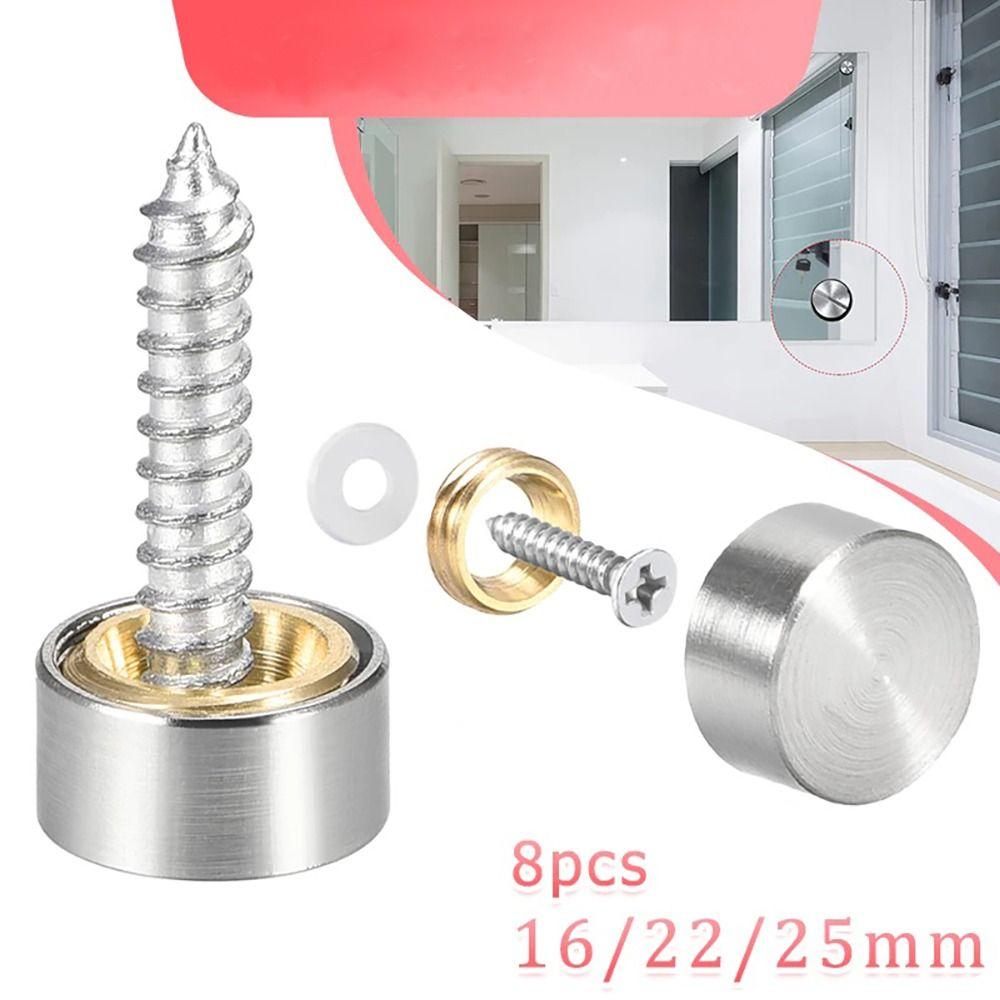 Home Improvement Stainless Steel Mirror Nails Screw Cap Silver 16/22/25mm Screws Decorative Cap Decoration Screw Covers Mirror