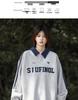 Women's Plus Size Retro Polo Collar Sweatshirt: Loose-Fit, Slimming, Long-Sleeved Top for Spring and Autumn