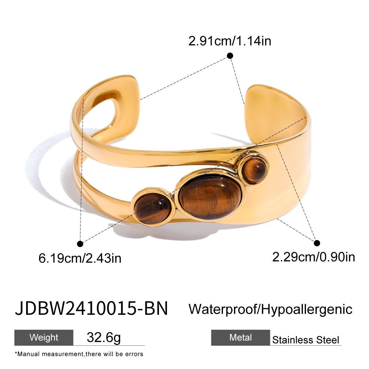 Винтажный браслет из нержавеющей стали с камнем «тигровый глаз», женский браслет-манжета.