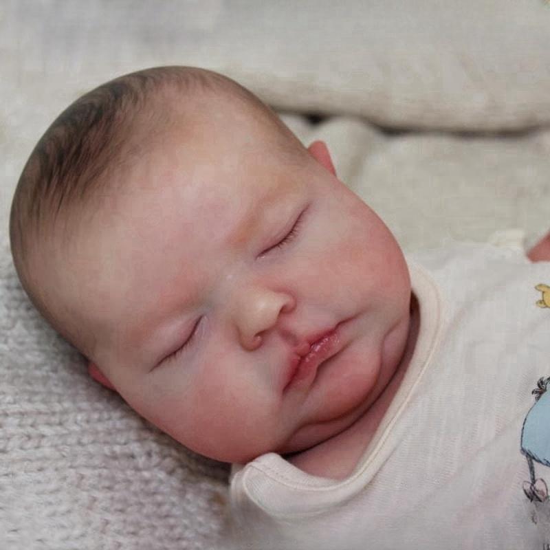 Boneca bebê reborn realista de 19 polegadas, corpo de pano macio, boneca recém-nascida, desenho à mão, simulação de cabelo, bonecas para crianças, presentes de Natal