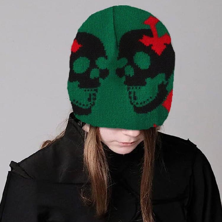 Women Knit Beanie Warm Ear Protector Hat Teens Halloween Jacquard Handmade Hat