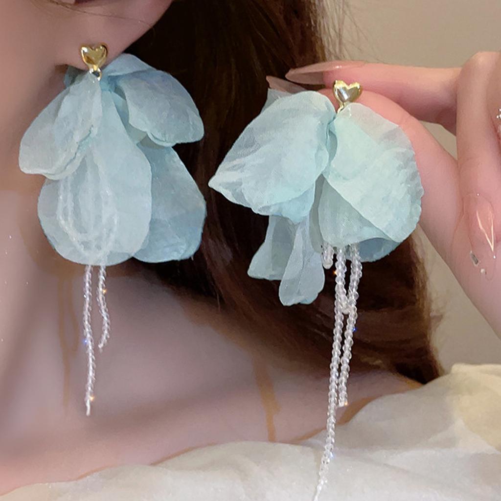 Seaside vacation floral tassel earrings for women, ethereal beaded earrings 1011 new high-end earrings