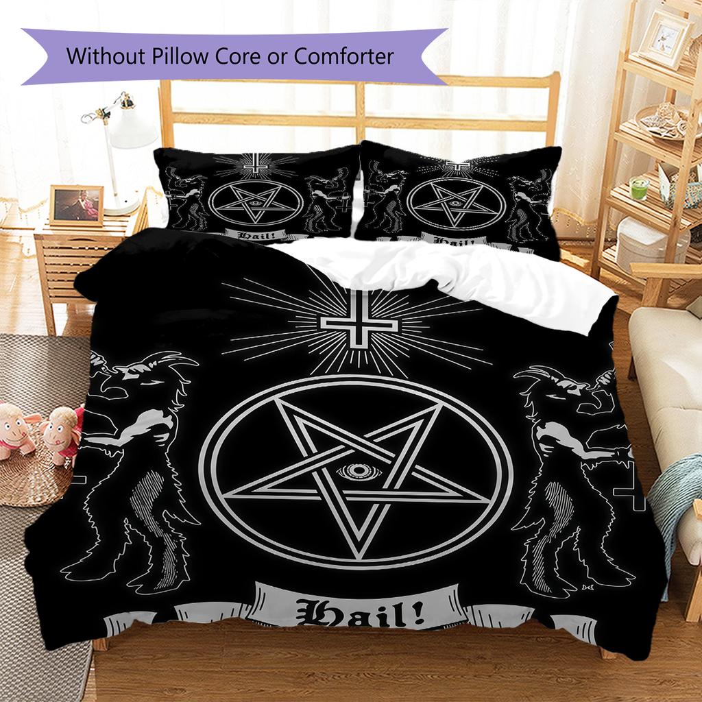 Satan Symbol Pattern Bedding,Quilt Set Quilt Cover Pillowcase Home Birthday Gift (1 * duvet cover + 2 * pillowcase, without core)