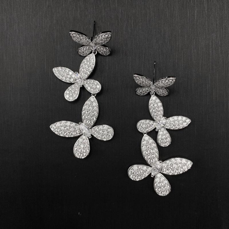 Gica Gema New Jewelry S925 Sterling Silver Butterfly Shape Fashionable Flower Smart Long EarringsFor Women Fine High Grade Jewelry Gift