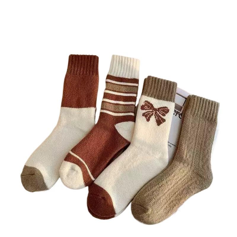 Female Autumn and Winter Plus Velvet and Thick Hair Ring Warm Lovely Tube Sleep Socks