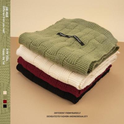 Grüner und roter Strickschal im koreanischen Stil: Einfach, Literarisch, Warm, Imitat-Kaschmir für Paare, Perfekt für Herbst und Winter