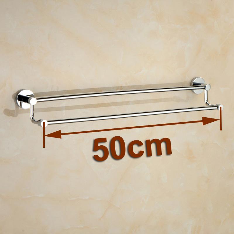30/40/50/60cm Montado en la Pared Color Cromado Latón Hecho Doble Barra para Toallas Para Accesorios de Baño Toallero Portatoallas YT-10198