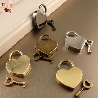 Mini Peach Heart Padlock with Keys for Dorm Lockers, Suitcases & Bags