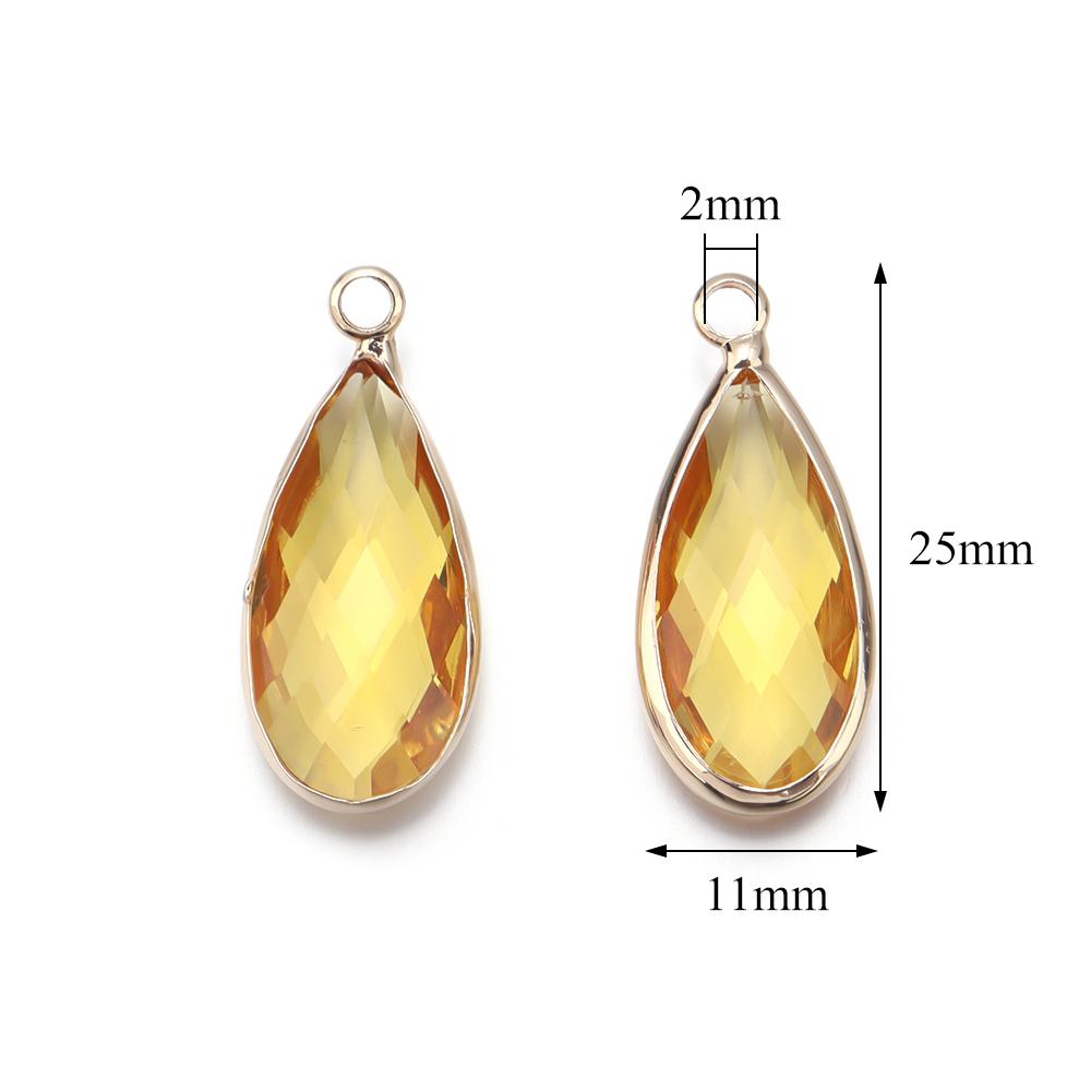 5pcs/pack Glass Edging Pendant Colorful Drop Shaped Charms for Jewelry Making DIY Necklace Bracelet Earring Findings