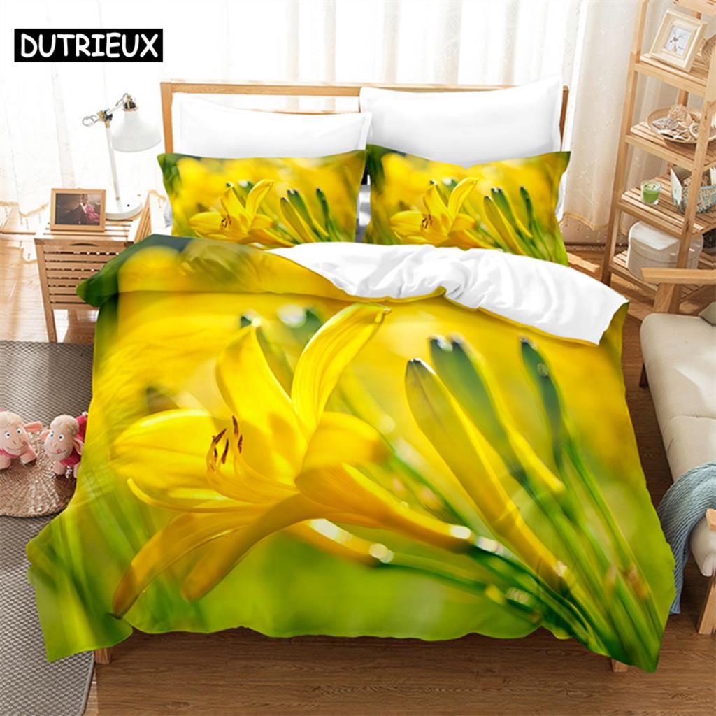 

Yellow Flowers Queen Bedding Set Duvet Cover Set Bedding Digital Printing Bed Linen King Size Duvet Cover Set Bedding Set (135x200cm)&set