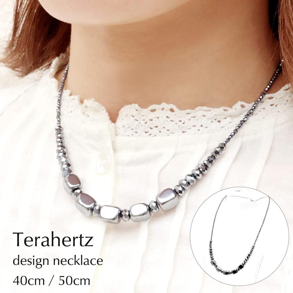 [GOLD STONE] Terahertz Crystal Necklace with Tumbled Gradient Power Stone, Approximately 50cm Long